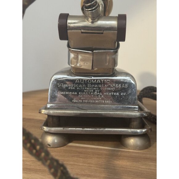 Vintage American Beauty Electric Iron No 66AB Chrome Adjustable Heat Control USA - Picture 2 of 9